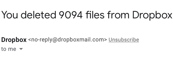 You deleted 9094 files from Dropbox